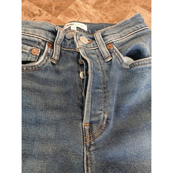 Re Done  frayed hem button fly skinny jeans. Wash-dusty destroy sz‎ 24 - Picture 5 of 10